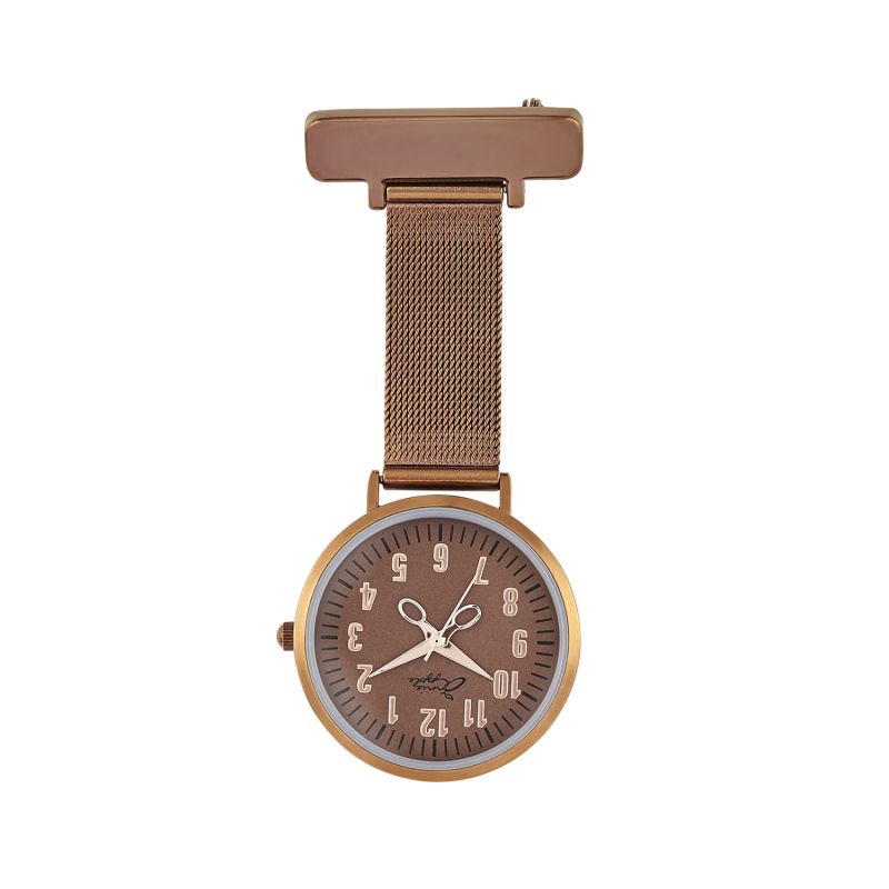 Annie Apple Rose Gold/Coffee Mesh Nurse Fob Watch image