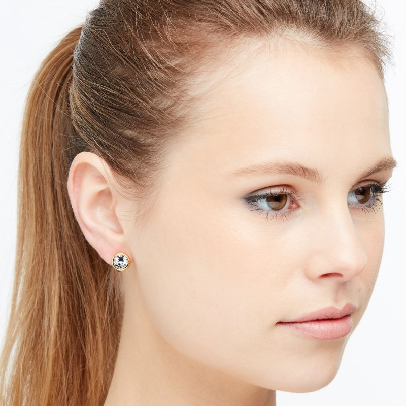 Gold And Crystal Stud Clip On Earrings image