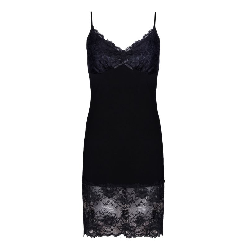 Classic Lace Chemise Nightdress Black image