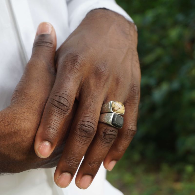 Grey Picture Jasper Stone Ring image