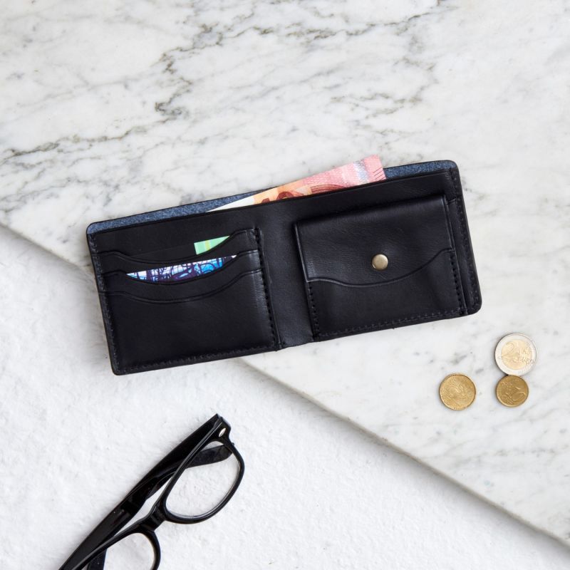 Luxe Black Leather Wallet With Coin Pocket image