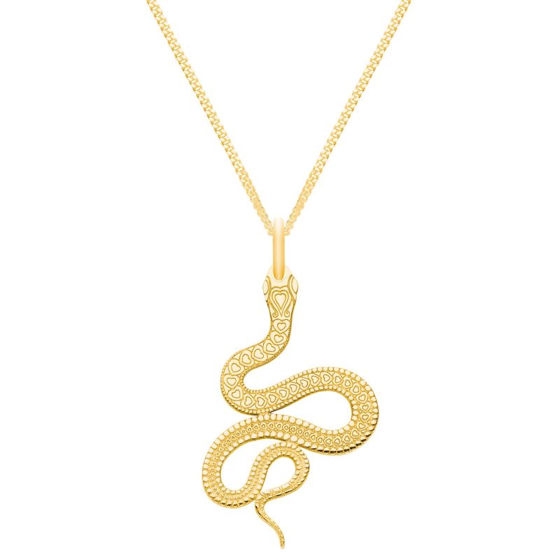 Medium Gold Snake Pendant Necklace CarterGore Wolf Badger