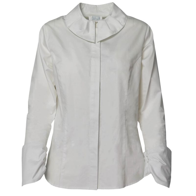 Feather White Poplin Shirt With Folded Collar & Cuffs image
