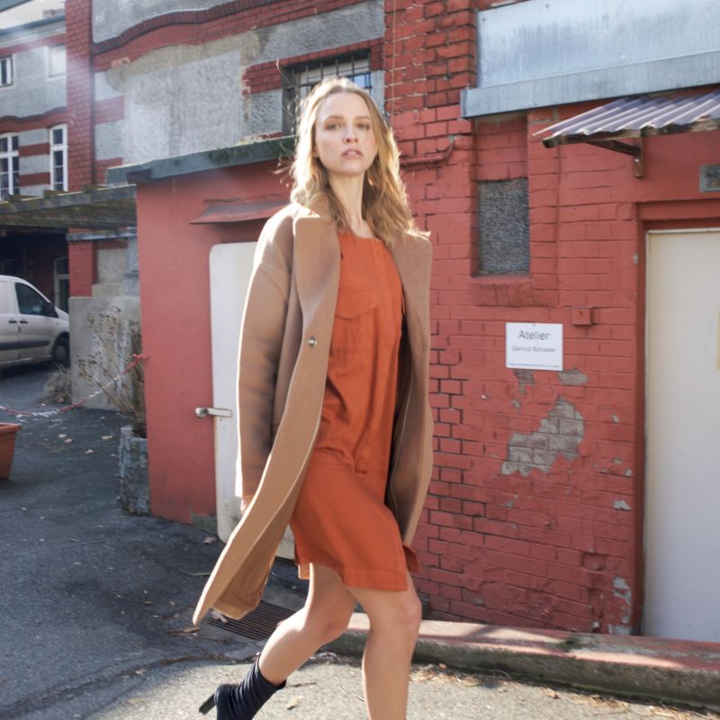 The Helin Shirt Dress In Apricot Buff image