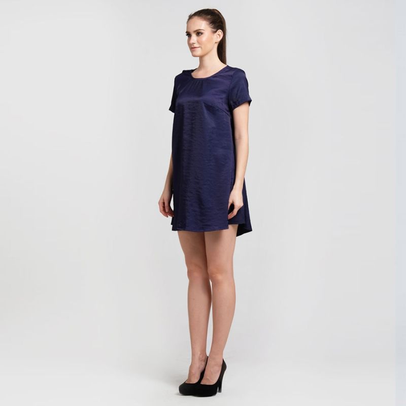 Pascale Cowl Back Short Dress In Prussian image