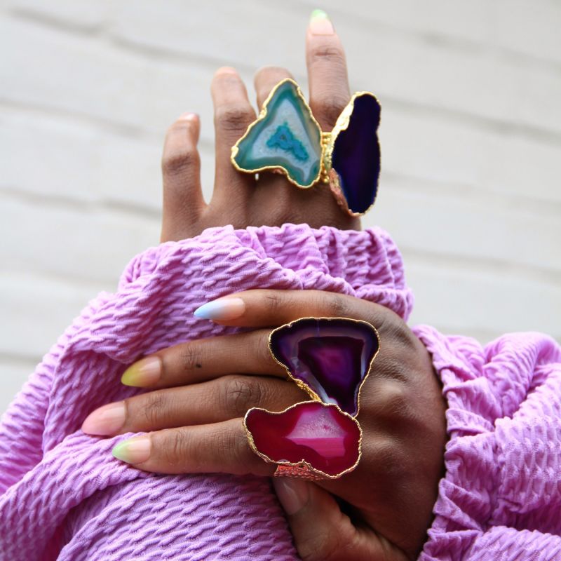 Ultra Mega Purple Gemstone Gold Statement Ring image