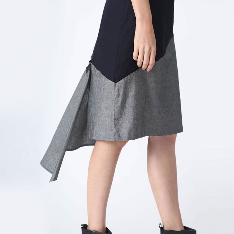 Ravello Back Draped Button Detail Skirt In Grey Cloud image