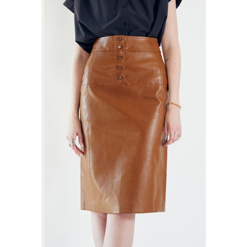 Power Woman- Brown Vegan Leather Skirt image