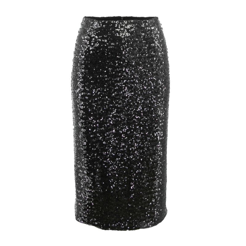 Glitz Sequined Midi Pencil Skirt In Black image