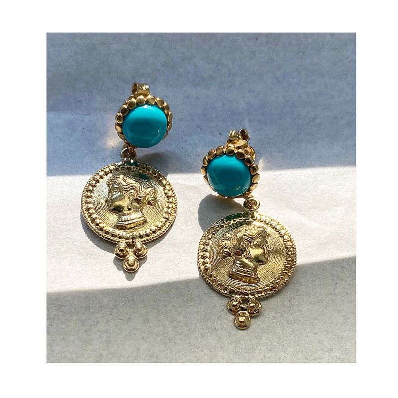 Cleopatra Gold Vermeil Turquoise Earrings image