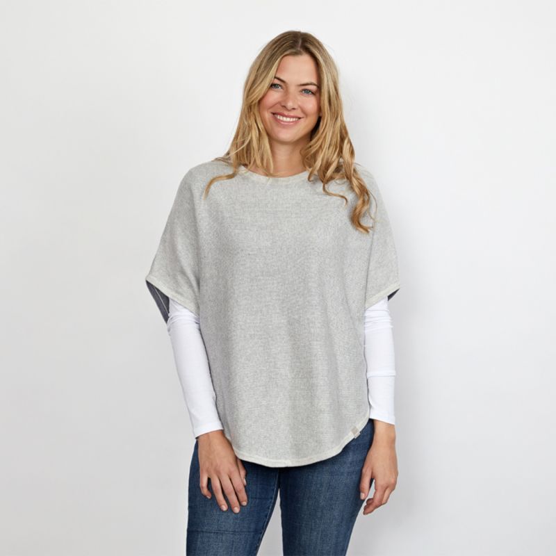 Flora Cotton Cashmere Reversible Poncho Grey & Pebble image