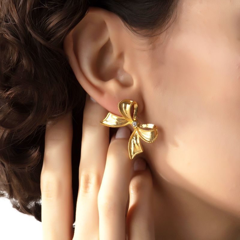 Gold Bow Earrings image