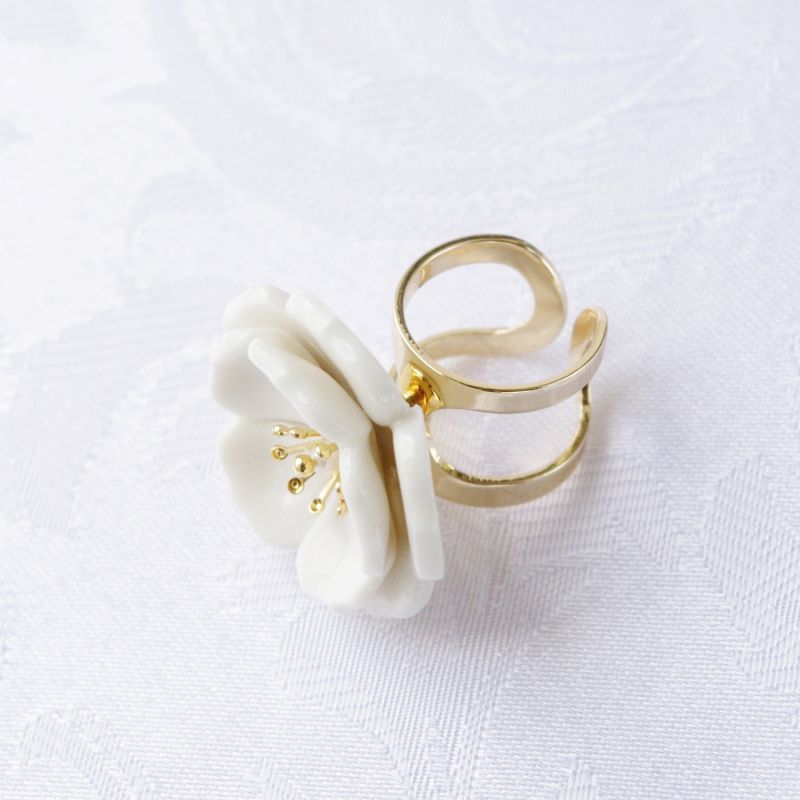 Porcelain Plum Blossom Statement Ring image