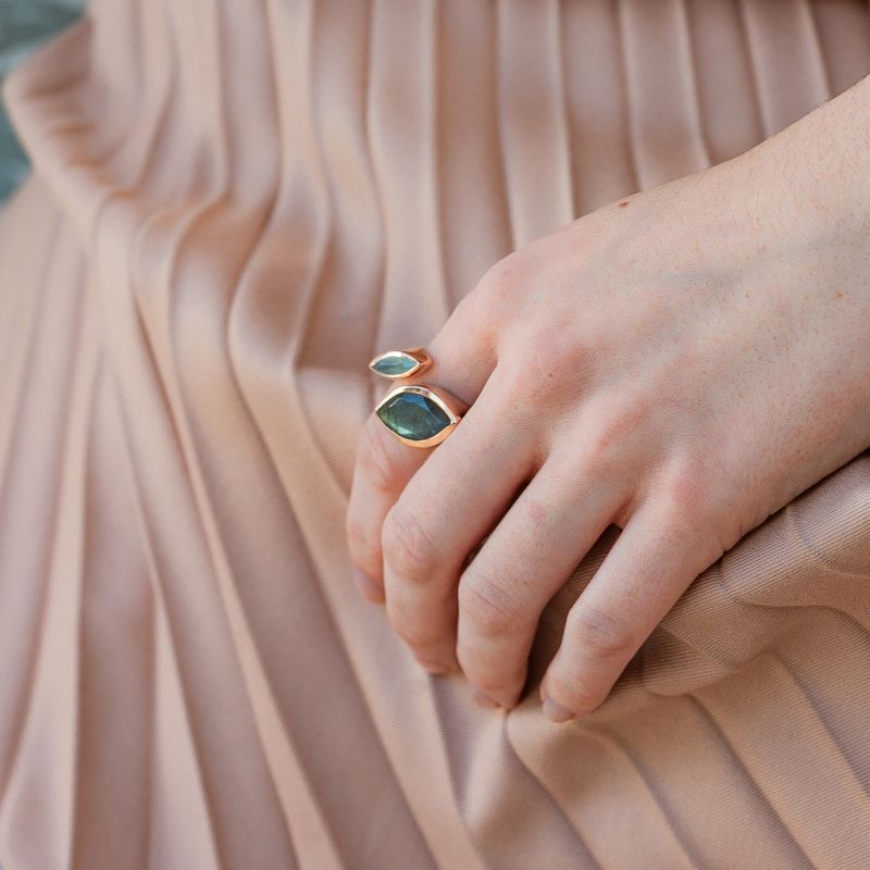 Rose Gold Ring Labradorite image