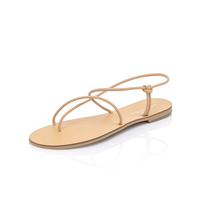 Iaso Cord Nude Handcrafted Women’S Leather Sandals With A Lasso Style Strap image