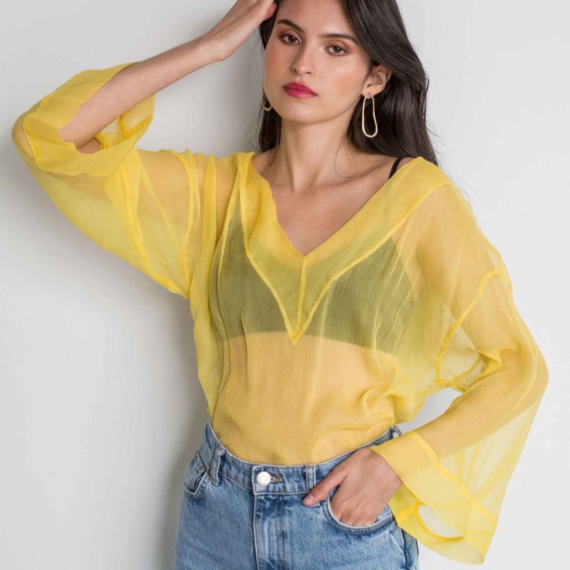 Silk Mousseline Top In Yellow image