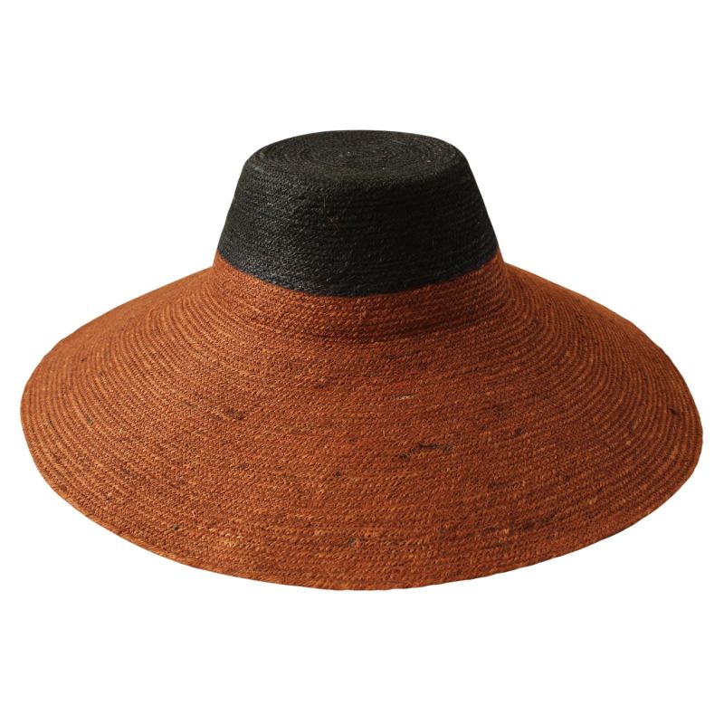 Riri Duo Jute Straw Hat, In Burnt Sienna & Black image