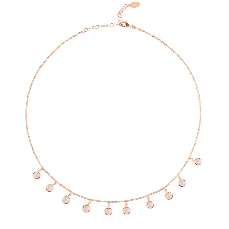 Florence Round Gemstone Necklace Rosegold Rose Quartz image