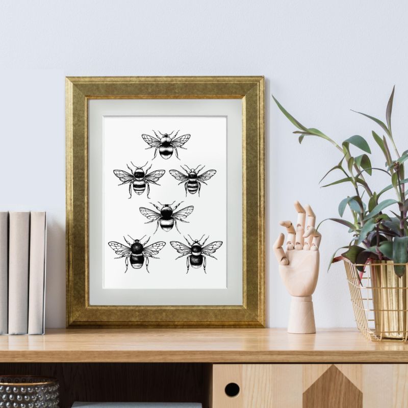 'British Bees' Fine Art Print A3 image