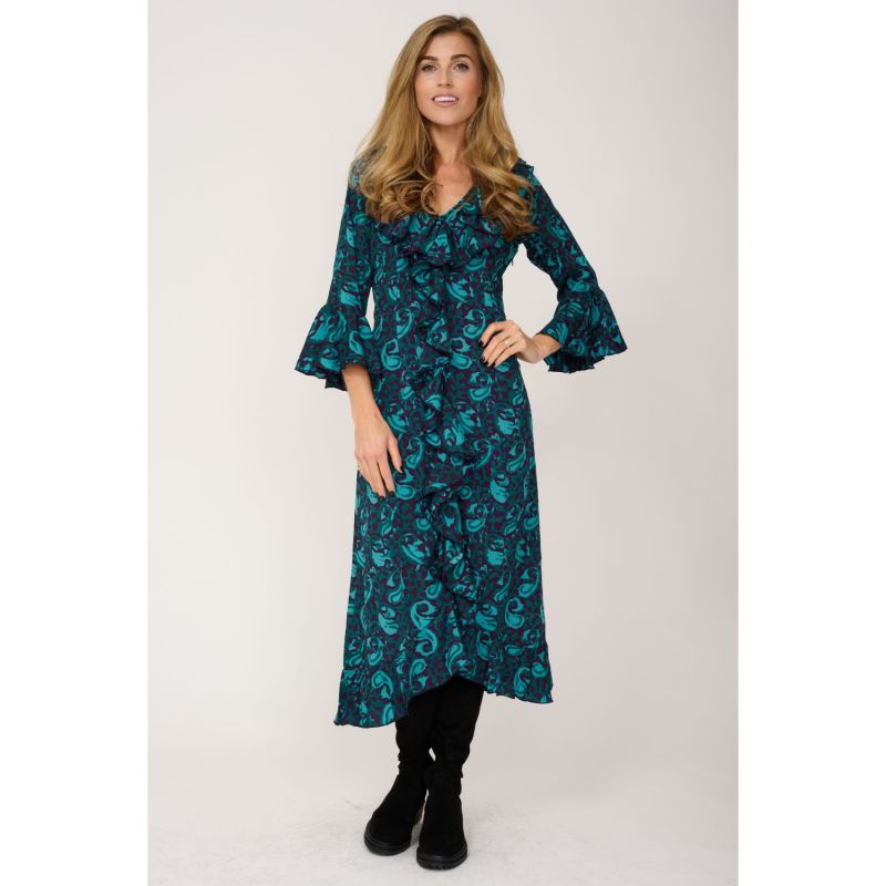 Felicity Midi Dress Teal & Purple Swirl image