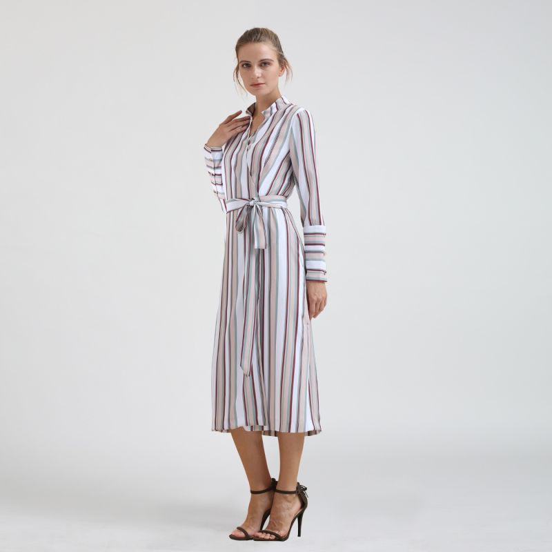 Striped Midi Wrap Dress image