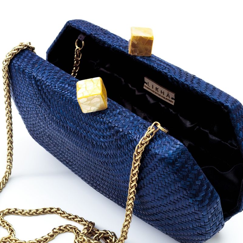 Sarsuela Handwoven Clutch Navy Blue image