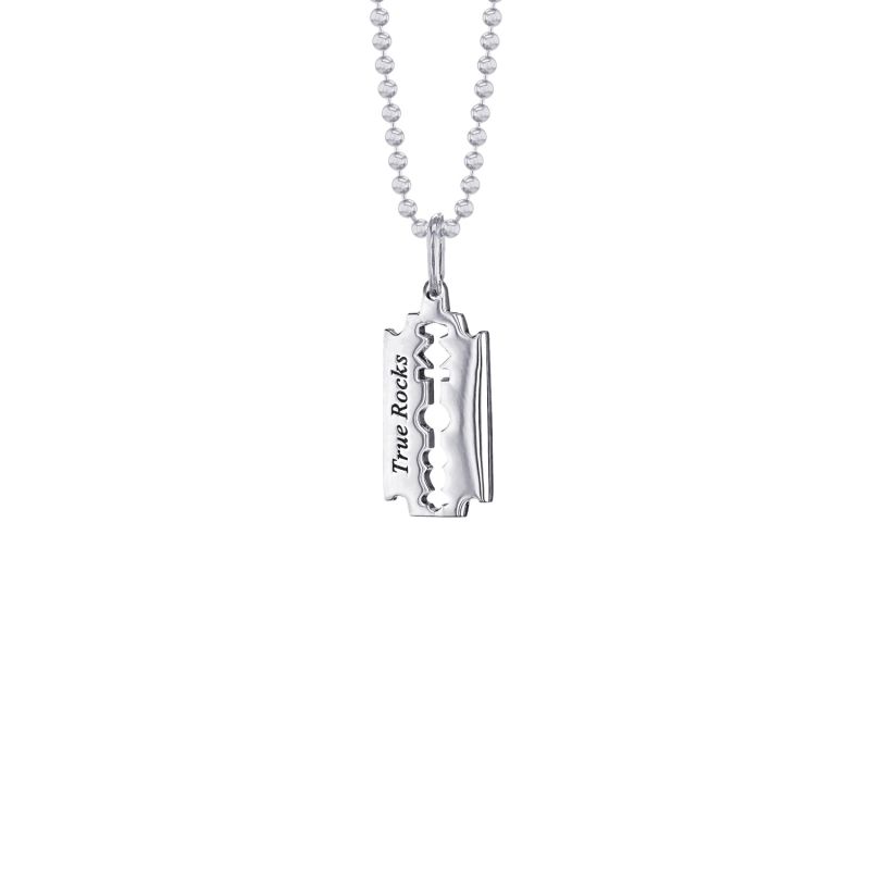 Sterling Silver Razor Blade Pendant on Bead Chain image