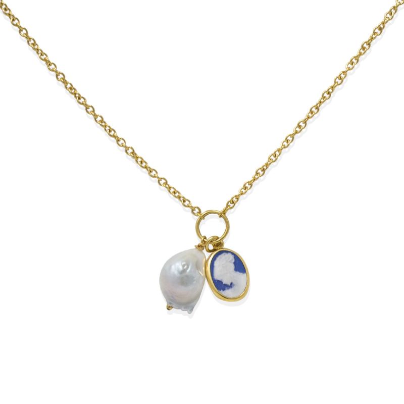 Blue Cameo With A Pearl Necklace image