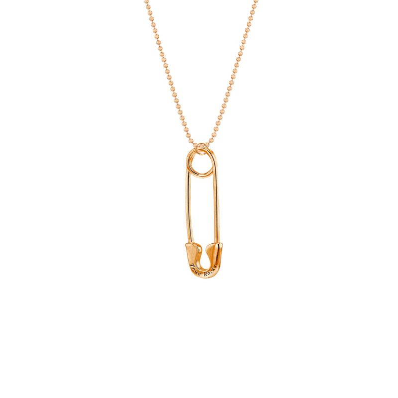 Large Safety Pin Necklace Rose Gold image