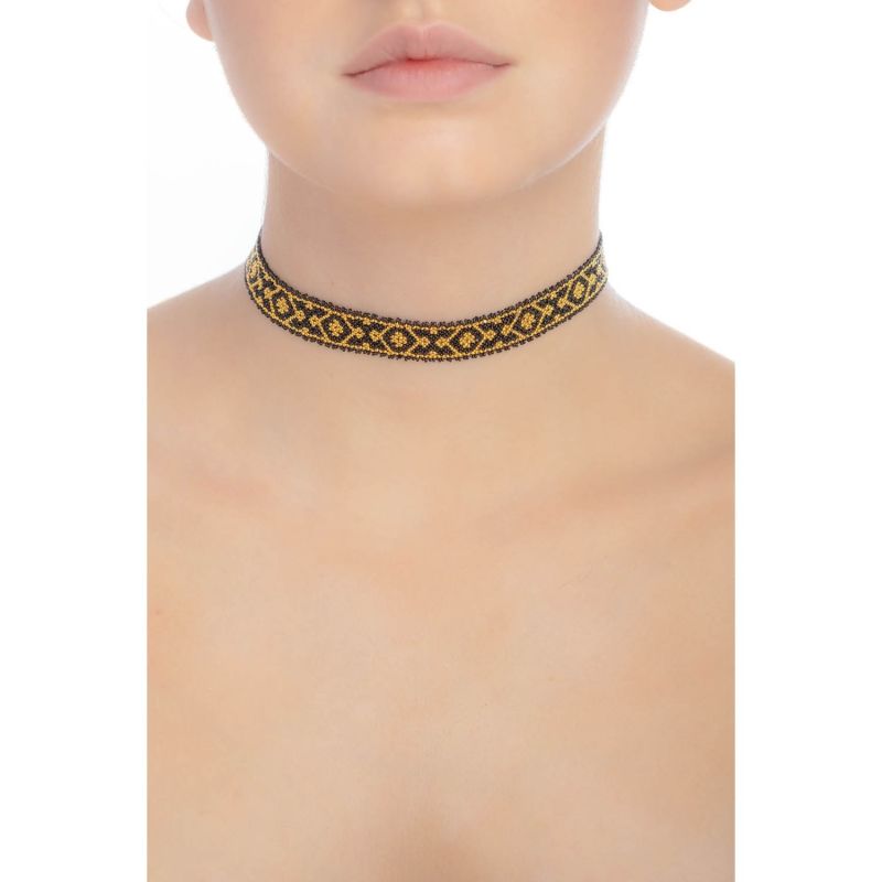 Mini Choker - Black Crystal, Gold image