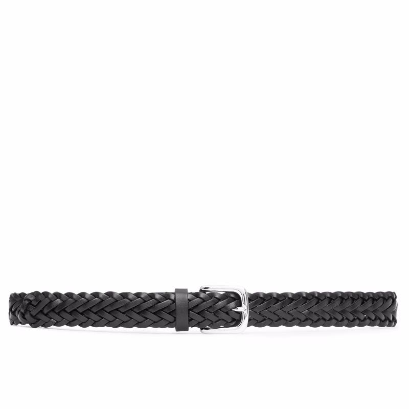 Hand-braided Men's Leather Belt Black - Cesare