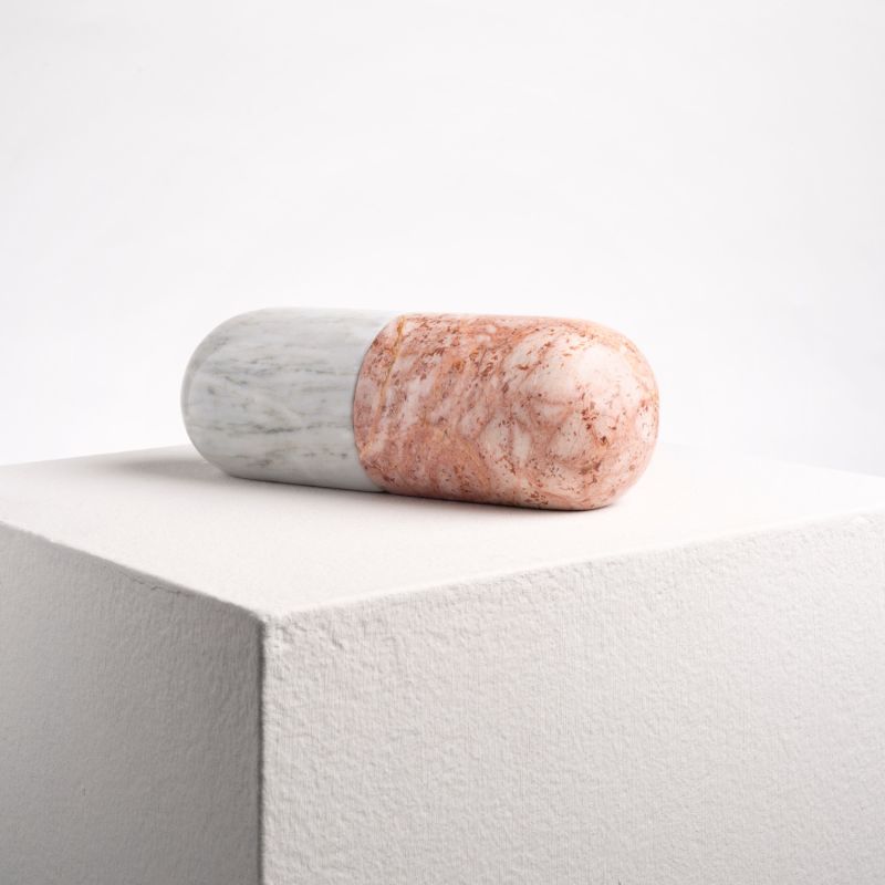 Pill Sculpture - Pink & White Marble image