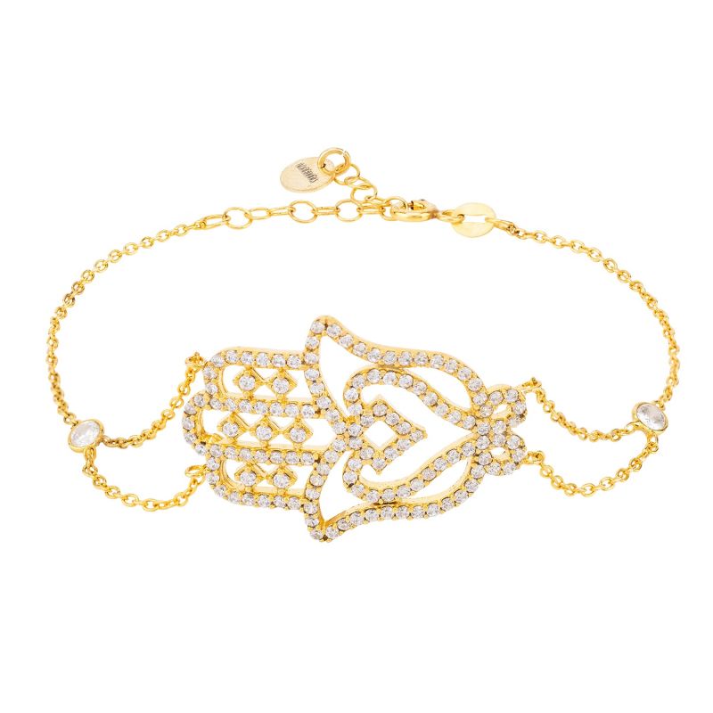 Hamsa Large Hand Of Fatima Bracelet Gold image