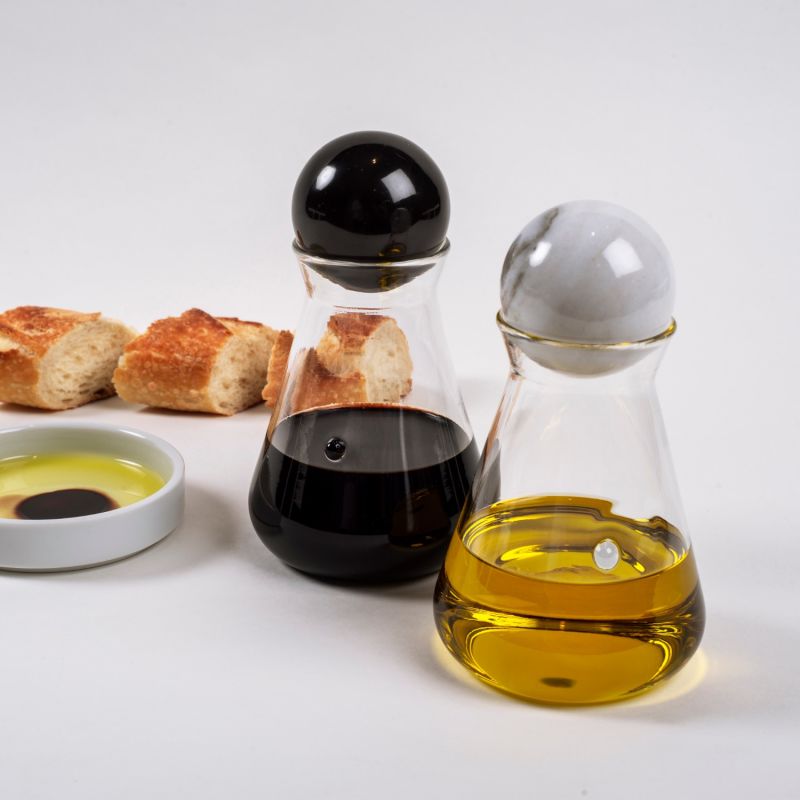 Oil and Vinegar Containers with Marble and Lava Stone Lid image