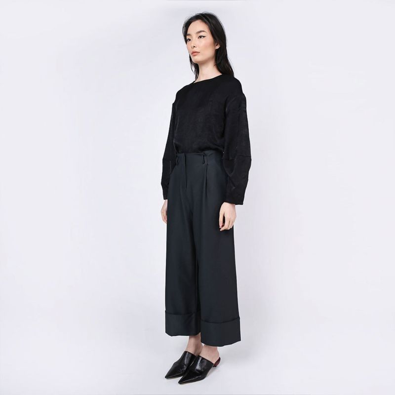 Kimble Lantern Sleeve Long Sleeves Blouse In Anthracite image