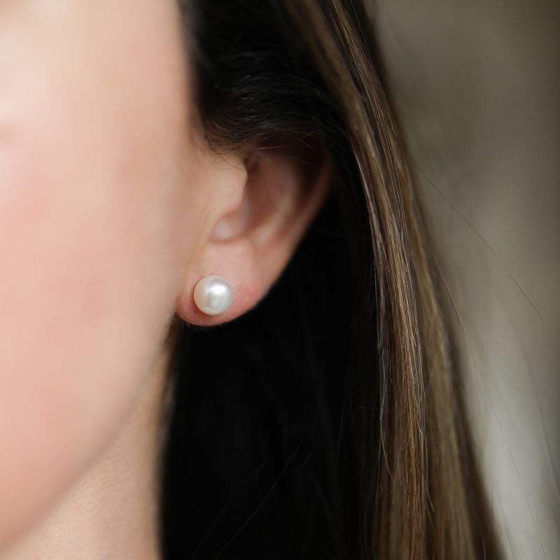 Seville White Pearl Stud Earrings image