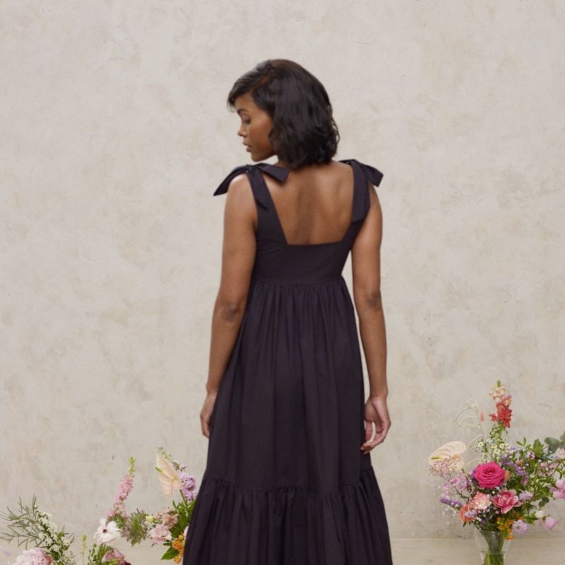 Olivia Tie Strap Maxi Dress - Black image