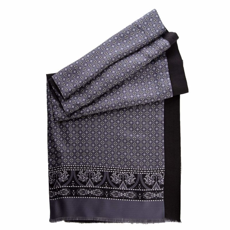 Santino - Wool Backed Silk Scarf - Grey