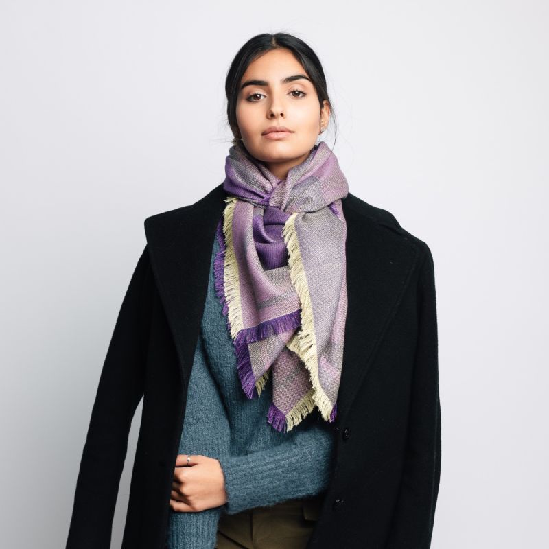 Purple Premium Baby Alpaca & Silk Large Bandana Squared Scarf image