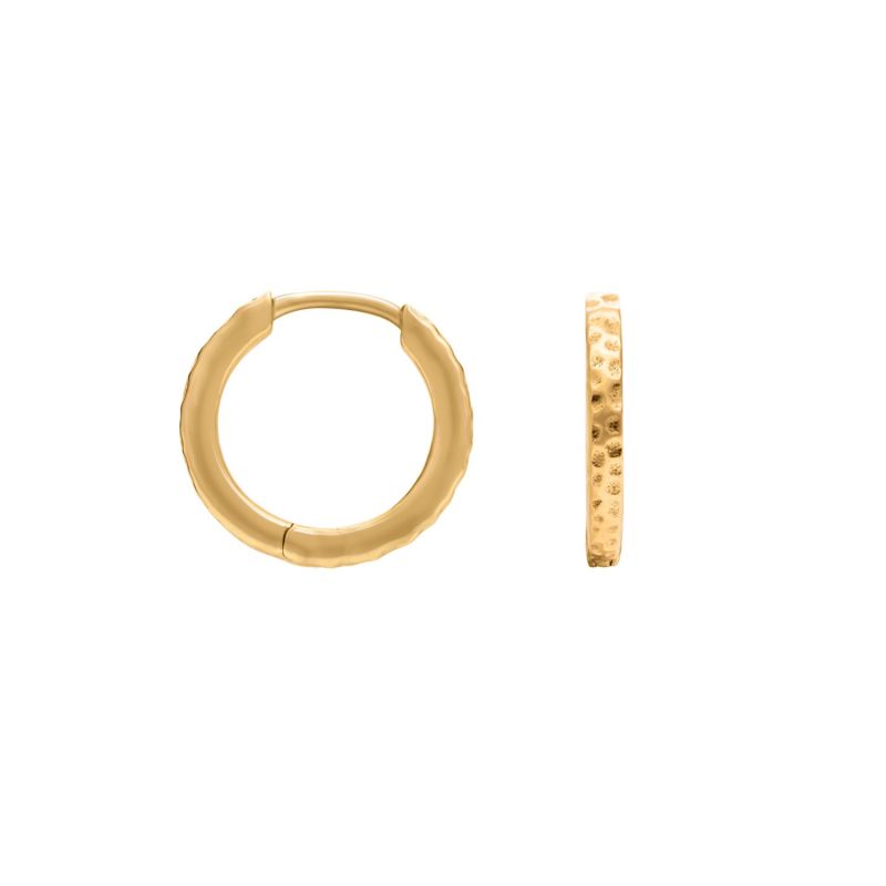 18Ct Yellow Gold Vermeil Hammered Huggie Hoops image