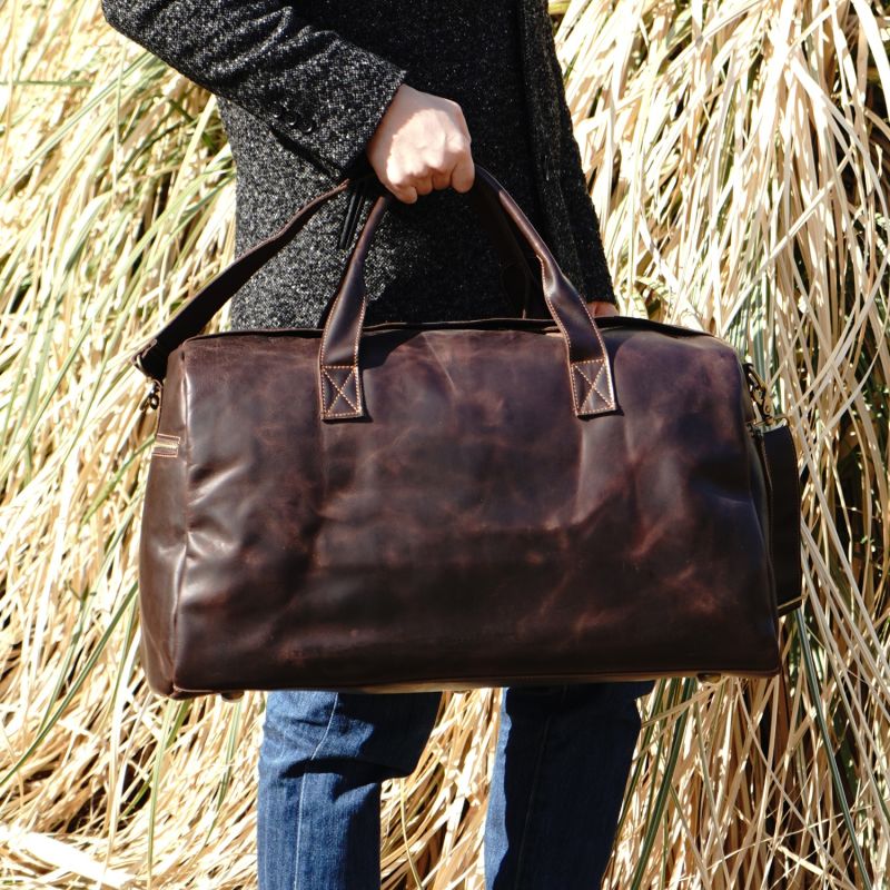 Genuine Leather Weekend Bag - Vintage Look Dark Brown image