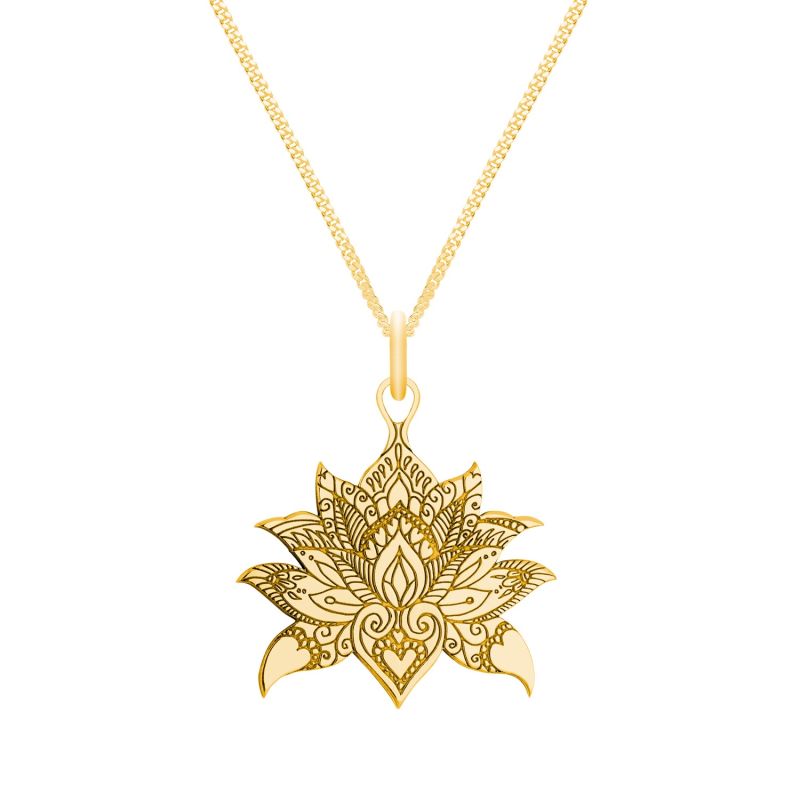 Small Gold Lotus Flower Pendant Necklace image