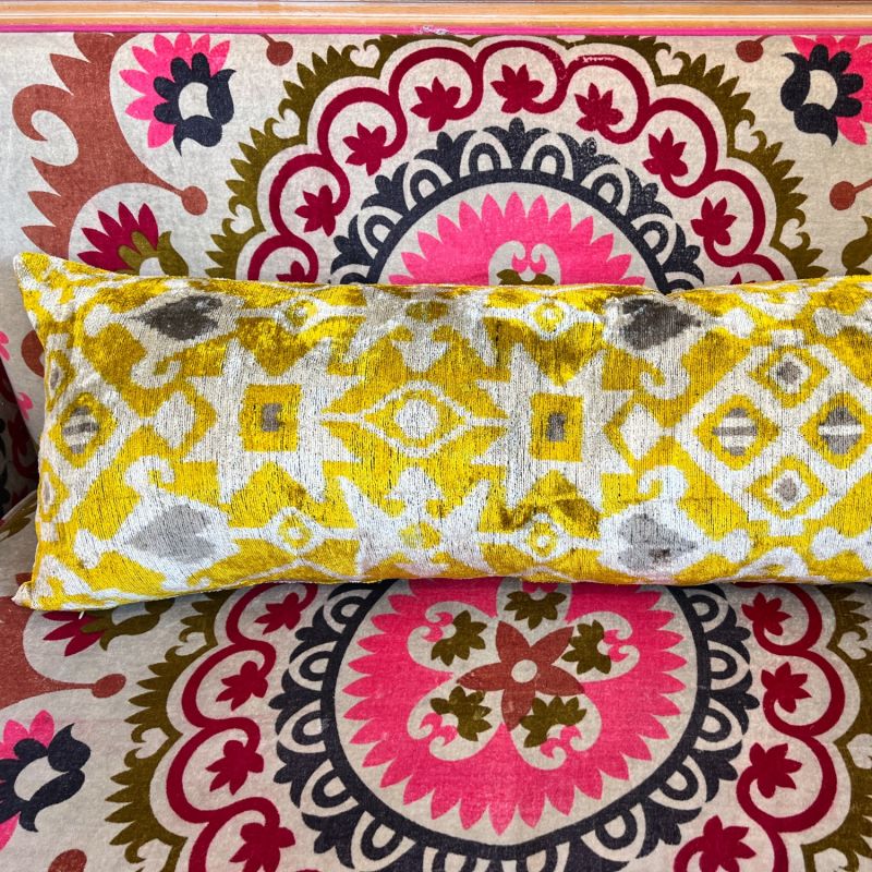 Yellow Velvet Ikat XL Bolster image