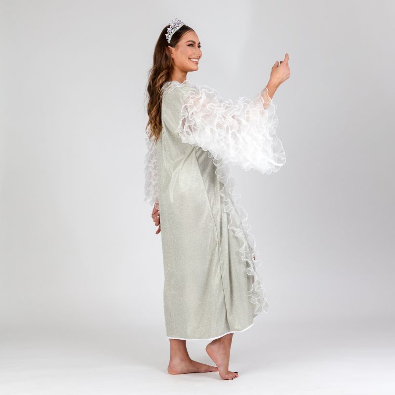 Bijou - Silver Shimmery Lurex Robe With White Frilly Chiffon image