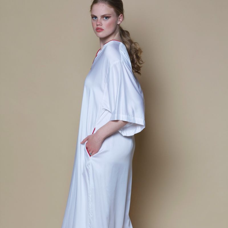 Vegan Silk Bamboo Kaftan White image