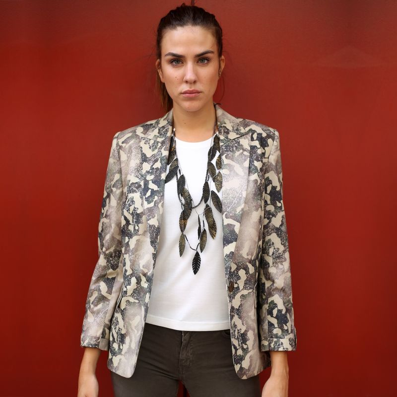 Camo Print Cotton Blazer Jacket image