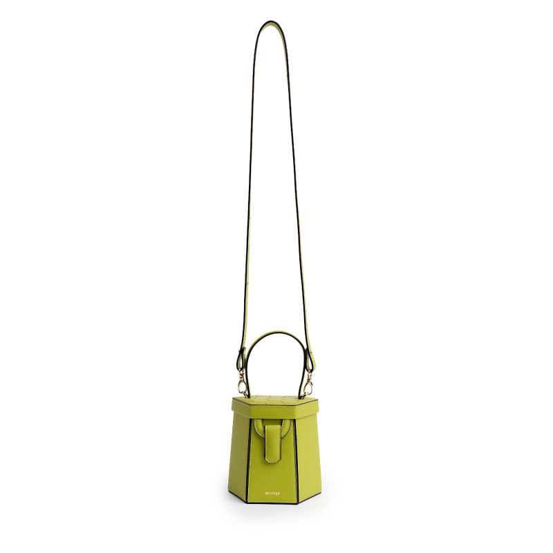 Vegan Apple Leather Hexagon Crossbody & Shoulder Bag Pistachio Green image