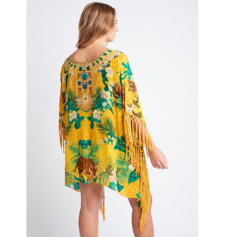 Tropical Tigress Kaftan Top W Fringe image