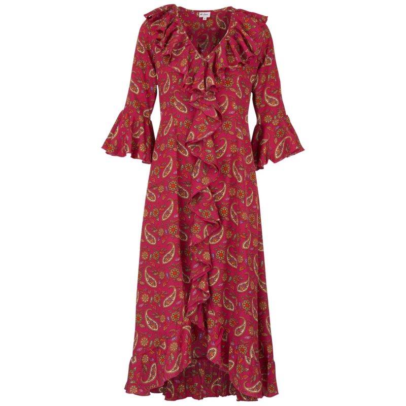 Felicity Midi Dress In Hot Pink Paisley image