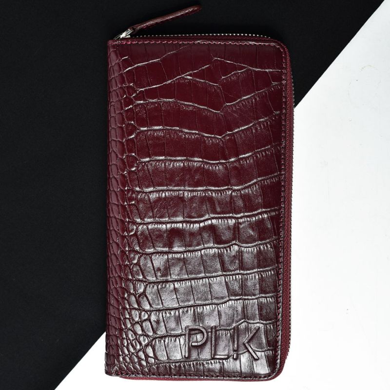 Unisex Leather Wallet - Burgundy image